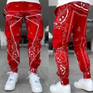 Guapi Cargo Pants Mens 36 Red Bandana Patchwork Limited Edition Streetwear BNWT